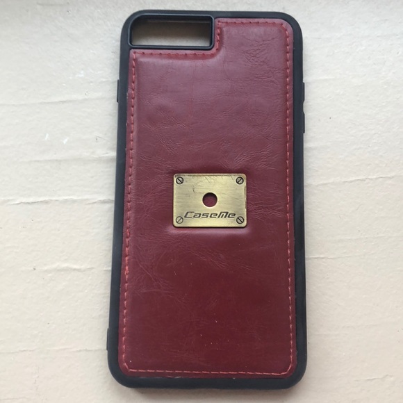 Red leather iPhone 8 Plus wallet case - Picture 5 of 9